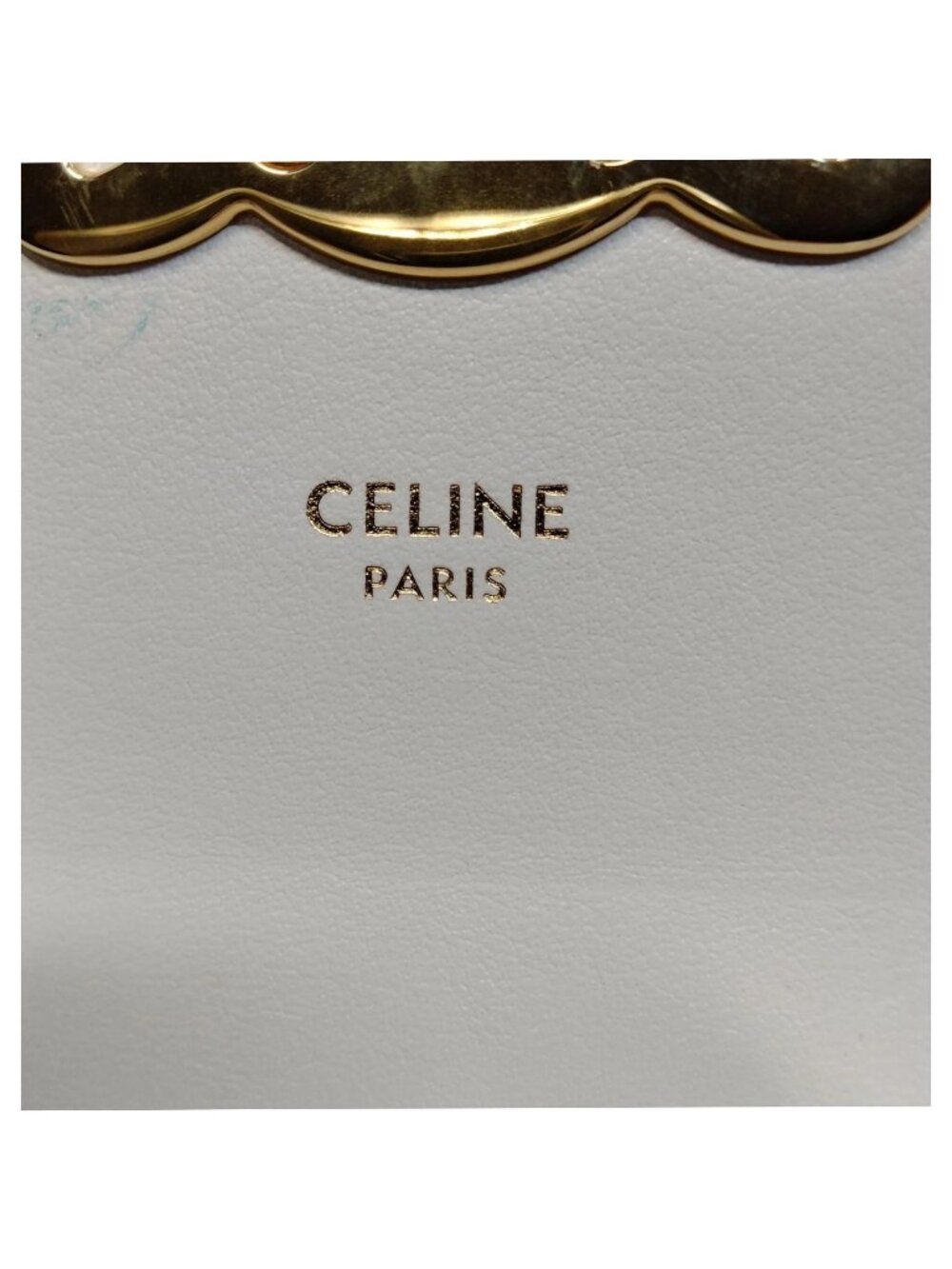 Authentic Celine Triomphe Small Shoulder Bag White Leather Gold Logo Crossbody - Picture 13 of 16